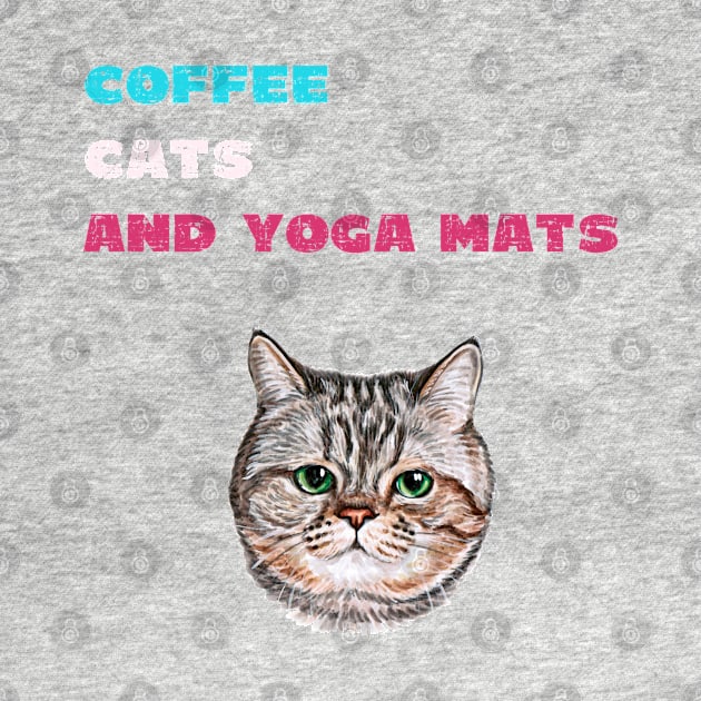 Coffee cats and yoga mats funny yoga and cat drawing by Red Yoga